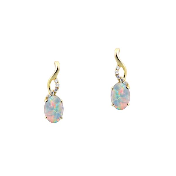 14K Opal & Diamond October Birthstone Earring JF Jones Jewelers Webster, NY