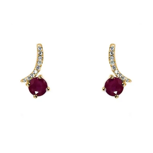 14K Ruby & Diamond July Birthstone Earring JF Jones Jewelers Rochester, NY