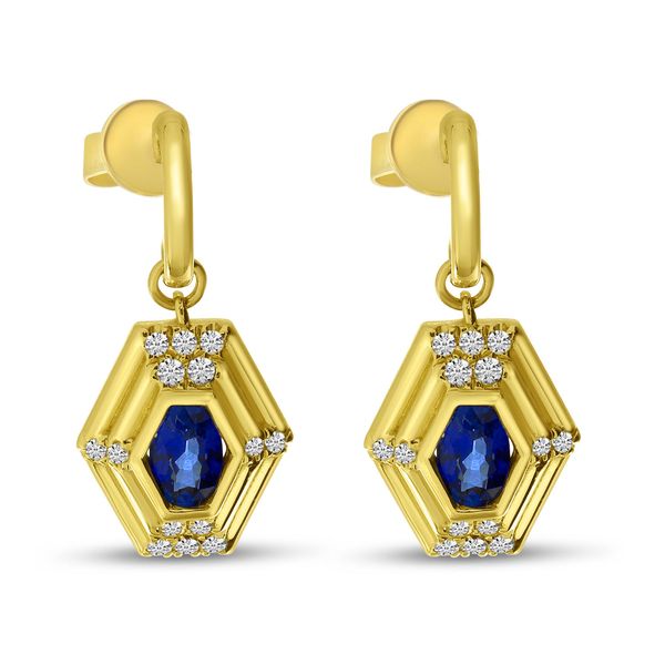 14K Sapphire & Diamond September Birthstone Earrings JF Jones Jewelers Webster, NY