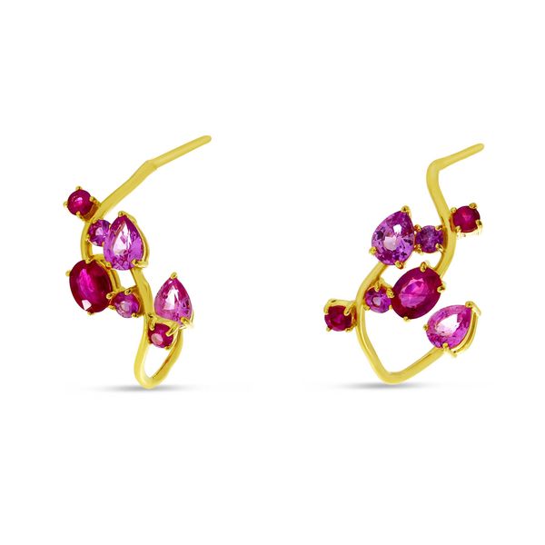 14K Ruby & Pink Sapphire Earrings JF Jones Jewelers Webster, NY