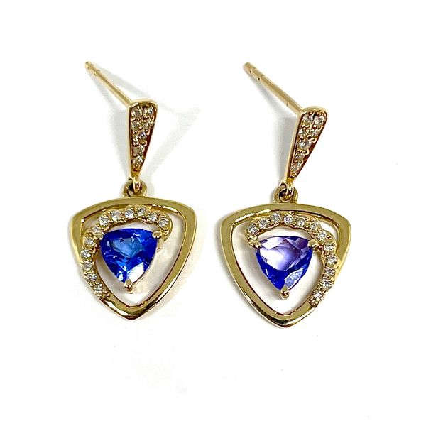 14K Yellow Gold Tanzanite & Diamond December Birthstone Earrings JF Jones Jewelers Webster, NY