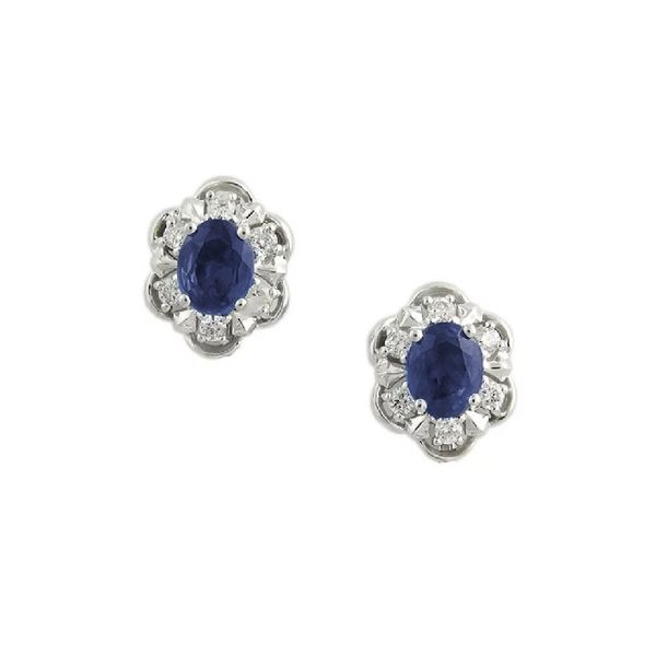 14K Sapphire & Diamond September Birthstone Earrings JF Jones Jewelers Webster, NY