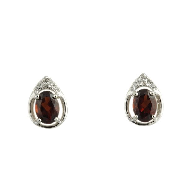 Sterling Garnet & CZ January Birthstone Earrings JF Jones Jewelers Webster, NY