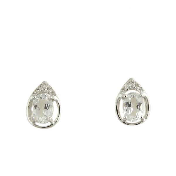Sterling White Topaz & CZ April Birthstone Earrings JF Jones Jewelers Webster, NY