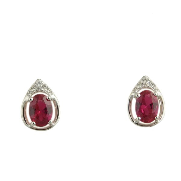 Sterling Ruby & CZ July Birthstone Earrings JF Jones Jewelers Webster, NY