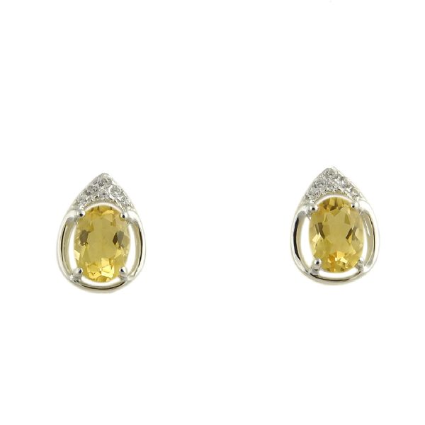 Sterling Lab Blue Citrine & CZ November Birthstone Earrings JF Jones Jewelers Webster, NY