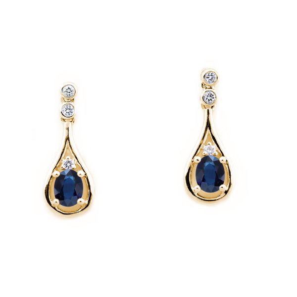 14K Sapphire & Diamond September Birthstone Earrings JF Jones Jewelers Webster, NY