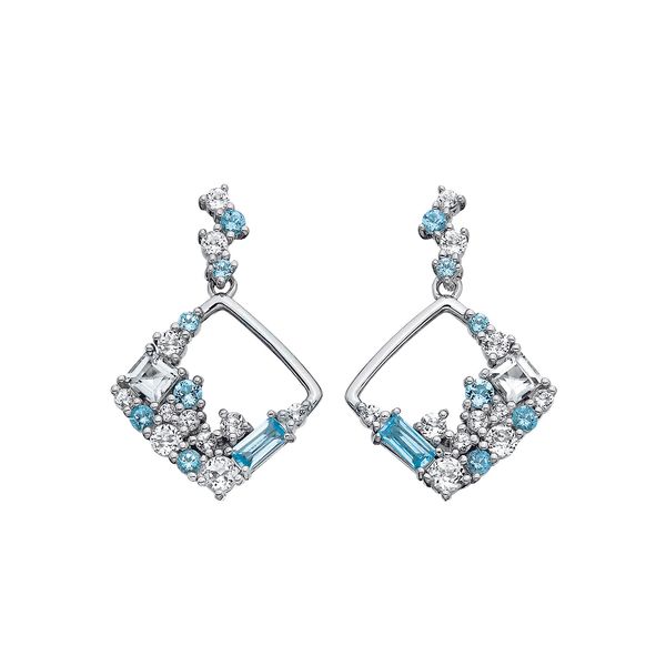 Silver Blue and White Topaz Earrings JF Jones Jewelers Webster, NY