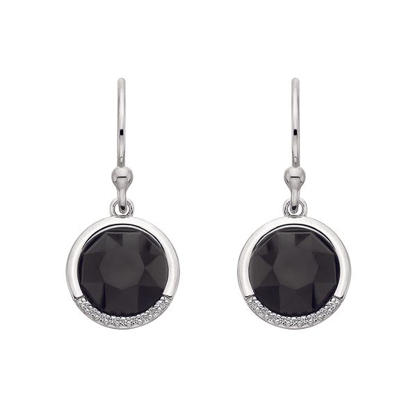 Silver Onyx & White Topaz Earrings JF Jones Jewelers Webster, NY