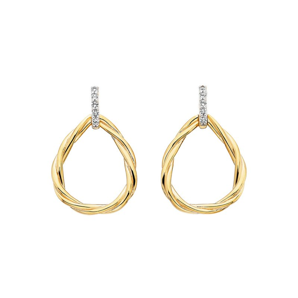 Silver Gold Vermeil White Sapphire Teardrop Earrings JF Jones Jewelers Webster, NY