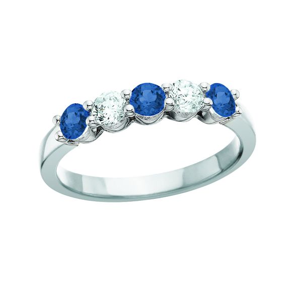 14K Blue Sapphire & Diamond September Birthstone Ring JF Jones Jewelers Webster, NY