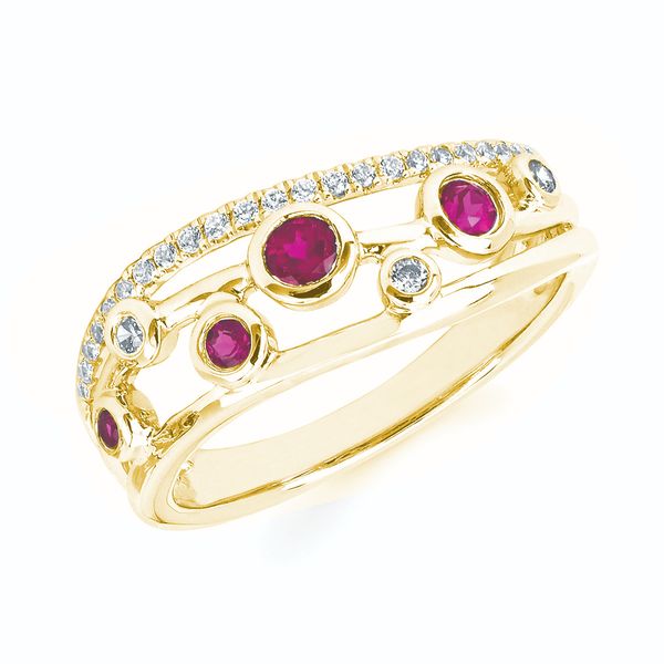 14K Ruby and Diamond 1/7ctw Anniversary Band JF Jones Jewelers Webster, NY