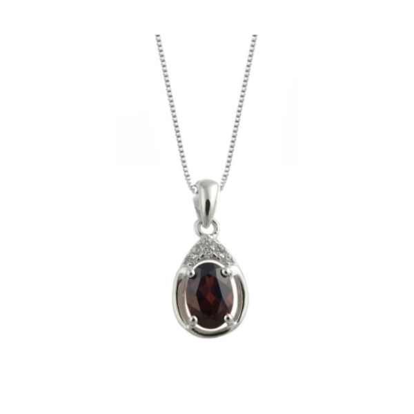 Silver Garnet January Birthstone Necklace JF Jones Jewelers Rochester, NY