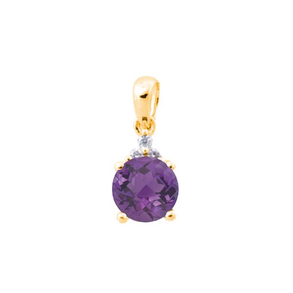 14K Amethyst & Diamond February Birthstone Pendant JF Jones Jewelers Webster, NY