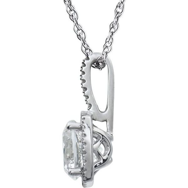 Silver White Sapphire & Diamond April Birthstone Necklace Image 2 JF Jones Jewelers Rochester, NY