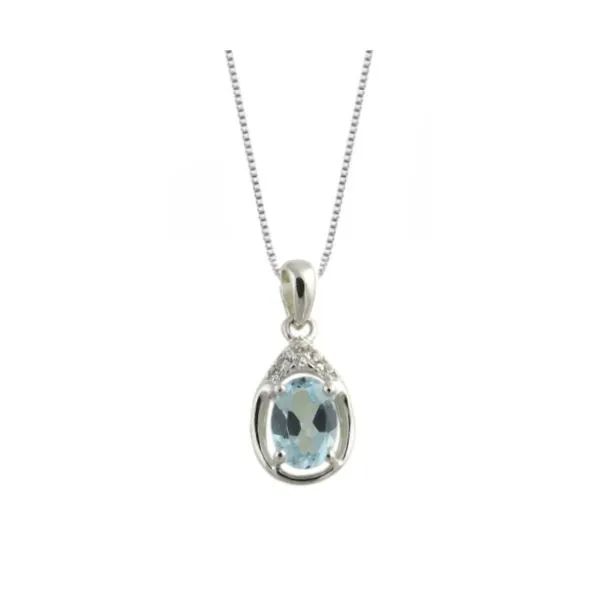 Silver Blue Topaz March Birthstone Necklace JF Jones Jewelers Rochester, NY