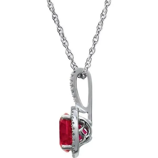 Silver Ruby & Damond July Birthstone Necklace Image 2 JF Jones Jewelers Rochester, NY