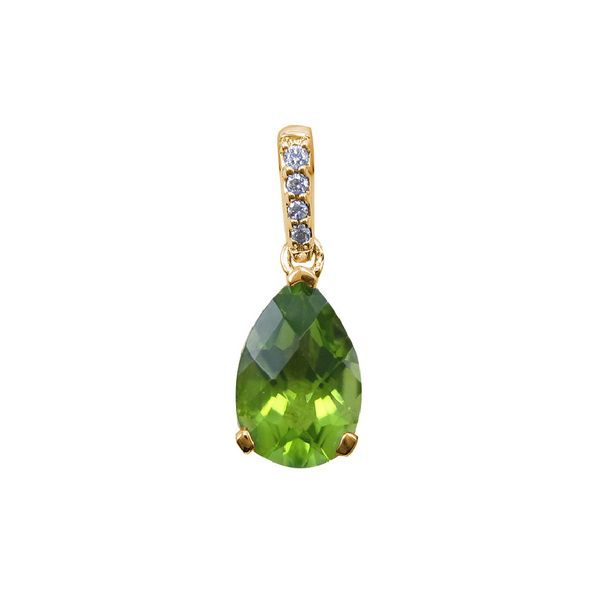 14K Yellow Gold Peridot and Diamond August Birthstone Pendant JF Jones Jewelers Webster, NY