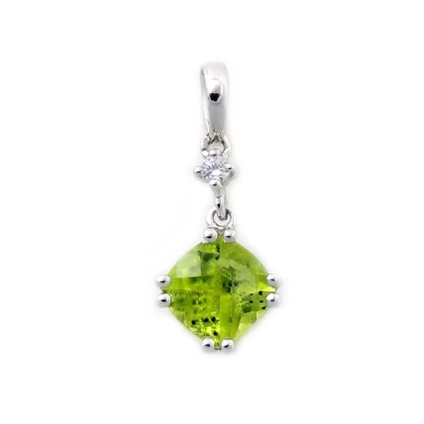 14K Peridot and Diamond August Birthstone Pendant JF Jones Jewelers Webster, NY