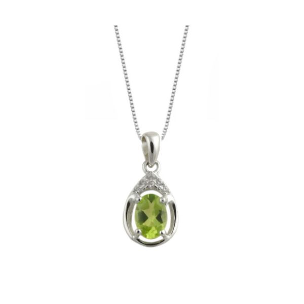 Silver Peridot August Birthstone Necklace JF Jones Jewelers Webster, NY