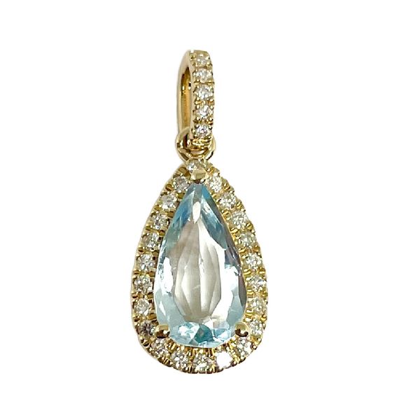 14K Aquamarine & Diamond March Birthstone Pendant JF Jones Jewelers Webster, NY