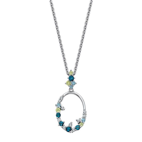 Silver Blue Topaz,Peridot and White Topaz Necklace JF Jones Jewelers Webster, NY
