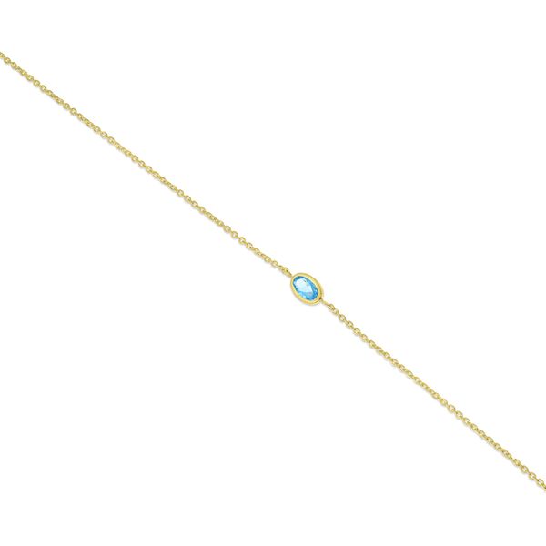 14K Yellow Gold Blue Topaz December Birthstone Bracelet JF Jones Jewelers Webster, NY