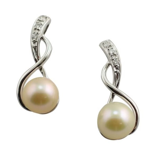 14K Akoya Pearl & Diamond June Birthstone Earrings JF Jones Jewelers Rochester, NY