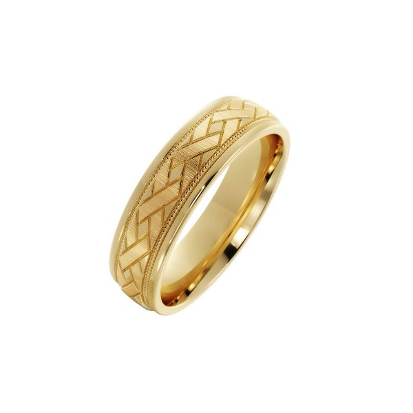14K 6mm Woven Pattern Men's Wedding Band JF Jones Jewelers Rochester, NY