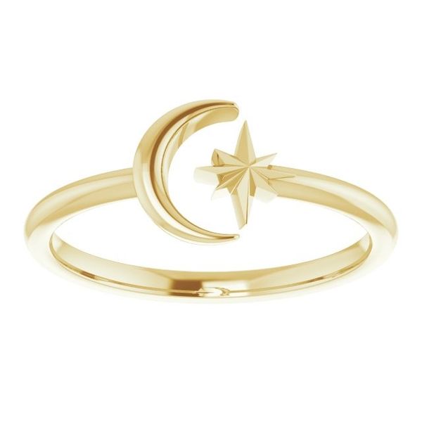 14K Yellow Gold Moon & Star Ring JF Jones Jewelers Webster, NY