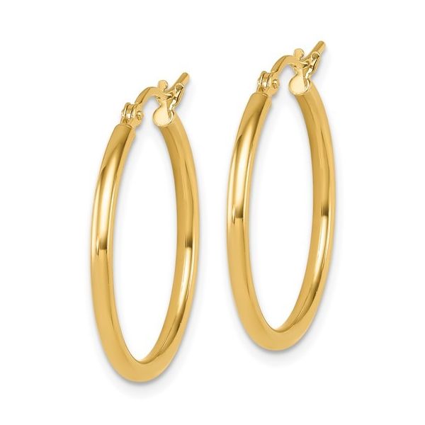 14K Yellow Gold 25mm Polished Hoop Earring Image 4 JF Jones Jewelers Rochester, NY