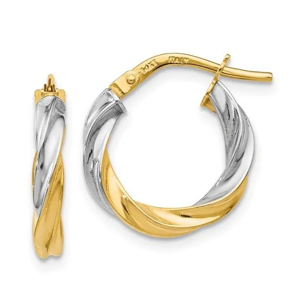 14K Gold Medium Two-Tone Hoop Earring JF Jones Jewelers Rochester, NY
