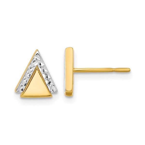14K Yellow Gold Triangle Stud Earrings JF Jones Jewelers Rochester, NY