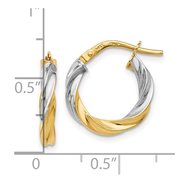 14K Gold Medium Two-Tone Hoop Earring Image 3 JF Jones Jewelers Rochester, NY