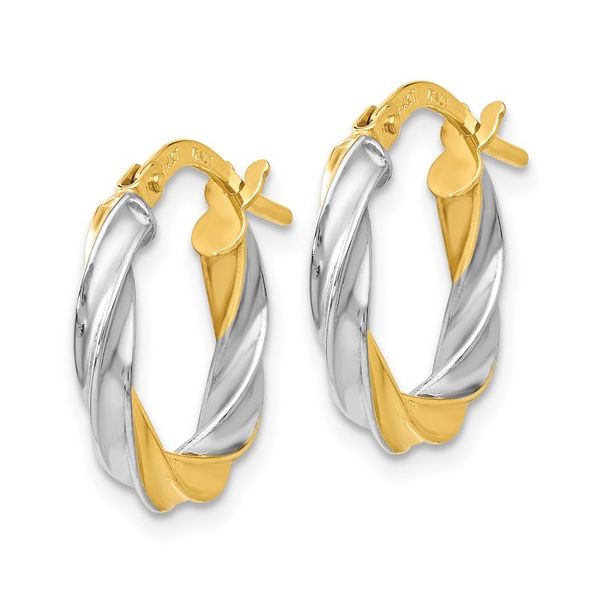 14K Gold Medium Two-Tone Hoop Earring Image 4 JF Jones Jewelers Rochester, NY