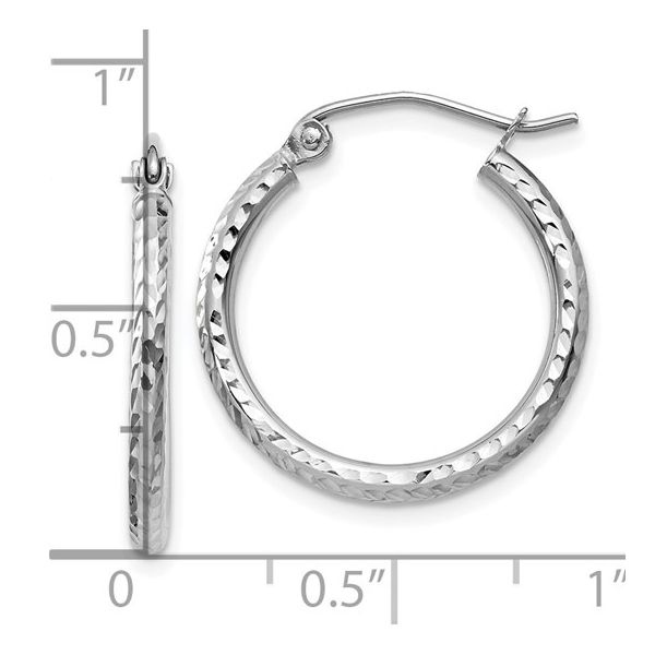 14K White Gold 20mm Diamond Cut Hoop Earring Image 3 JF Jones Jewelers Webster, NY