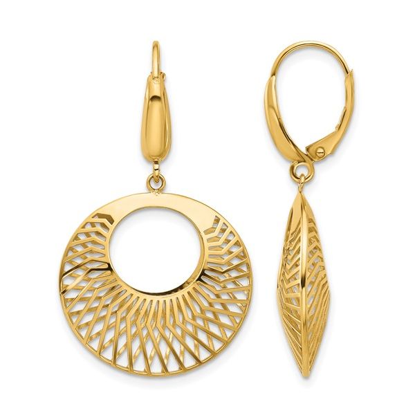 14K Yellow Gold Geometric Lever Back Earrings JF Jones Jewelers Webster, NY