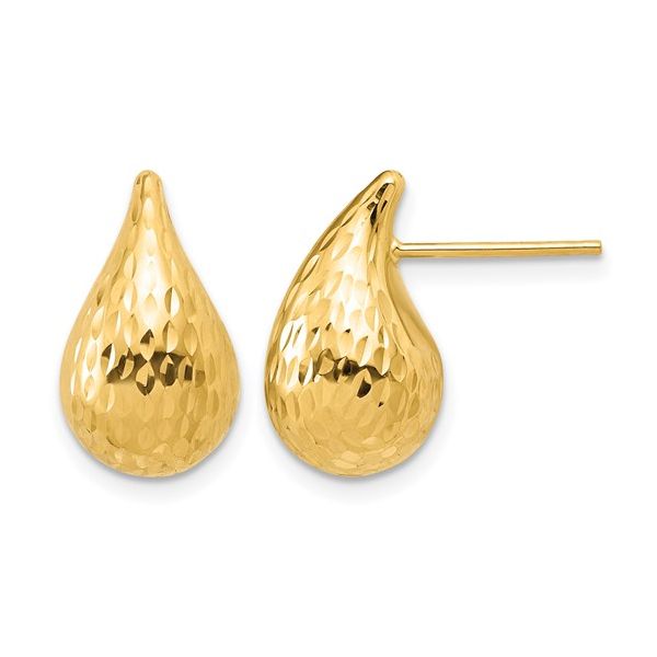 14K Yellow Gold Teardrop Stud Earrings JF Jones Jewelers Webster, NY