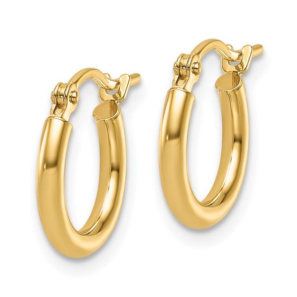 14K Yellow Gold 12mm Polished Hoop Earring Image 4 JF Jones Jewelers Webster, NY