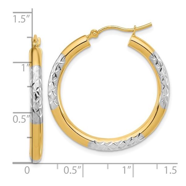 14K Two-Tone 30mm Hoop Earrings Image 4 JF Jones Jewelers Webster, NY