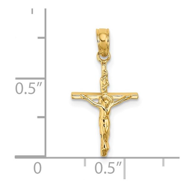 14K Yellow Gold Small INRI Crucifix Pendant Image 3 JF Jones Jewelers Rochester, NY