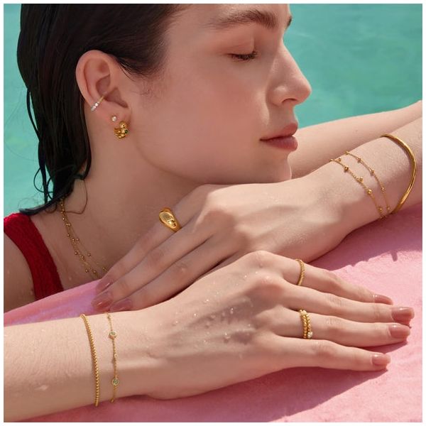 Gold Plated Wave Cuff Bracelet Image 2 JF Jones Jewelers Webster, NY