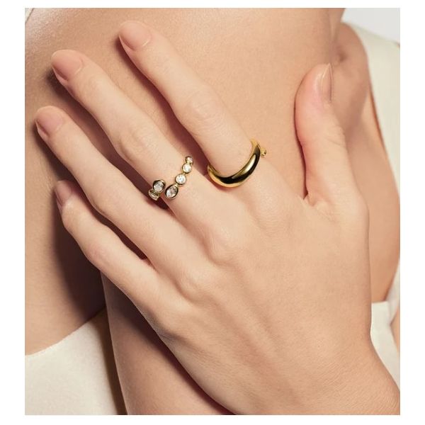 Gold Plated Silver Puffy Ladies Fashion Ring Image 2 JF Jones Jewelers Webster, NY