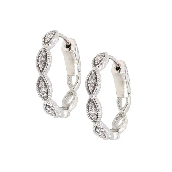 Silver Vintage Inspired Scalloped Hoop Earrings JF Jones Jewelers Rochester, NY