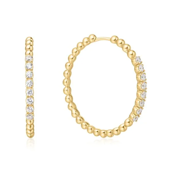 Gold Plated Silver Beaded Hoop Earrings JF Jones Jewelers Rochester, NY