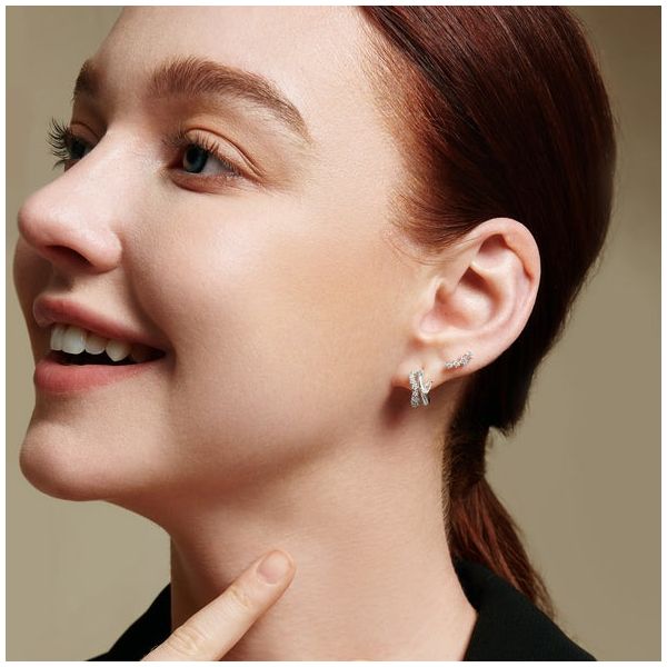 Silver CZ Climber Stud Earrings Image 2 JF Jones Jewelers Rochester, NY