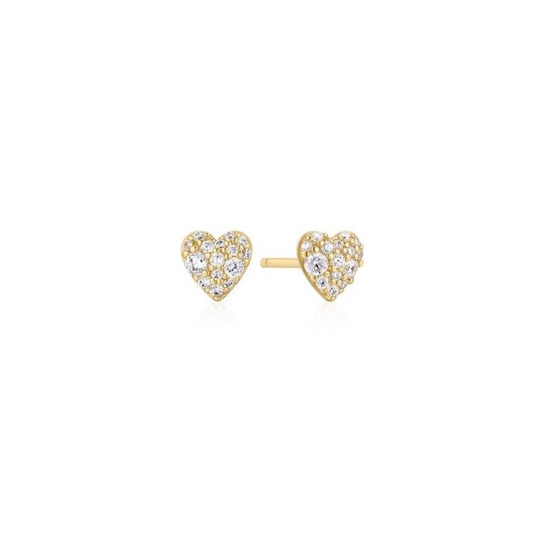 Gold Plated Silver CZ Heart Earrings JF Jones Jewelers Rochester, NY