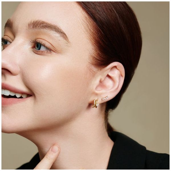 Gold Plated Silver Climber Stud Earrings Image 2 JF Jones Jewelers Rochester, NY