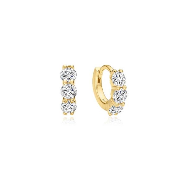 Gold Plated Sterling Silver 6.5mm Huggie Hoop Earrings JF Jones Jewelers Rochester, NY