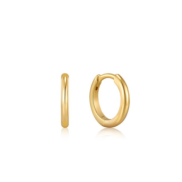 Gold Plated Silver 12mm Huggie Hoop Earrings JF Jones Jewelers Webster, NY